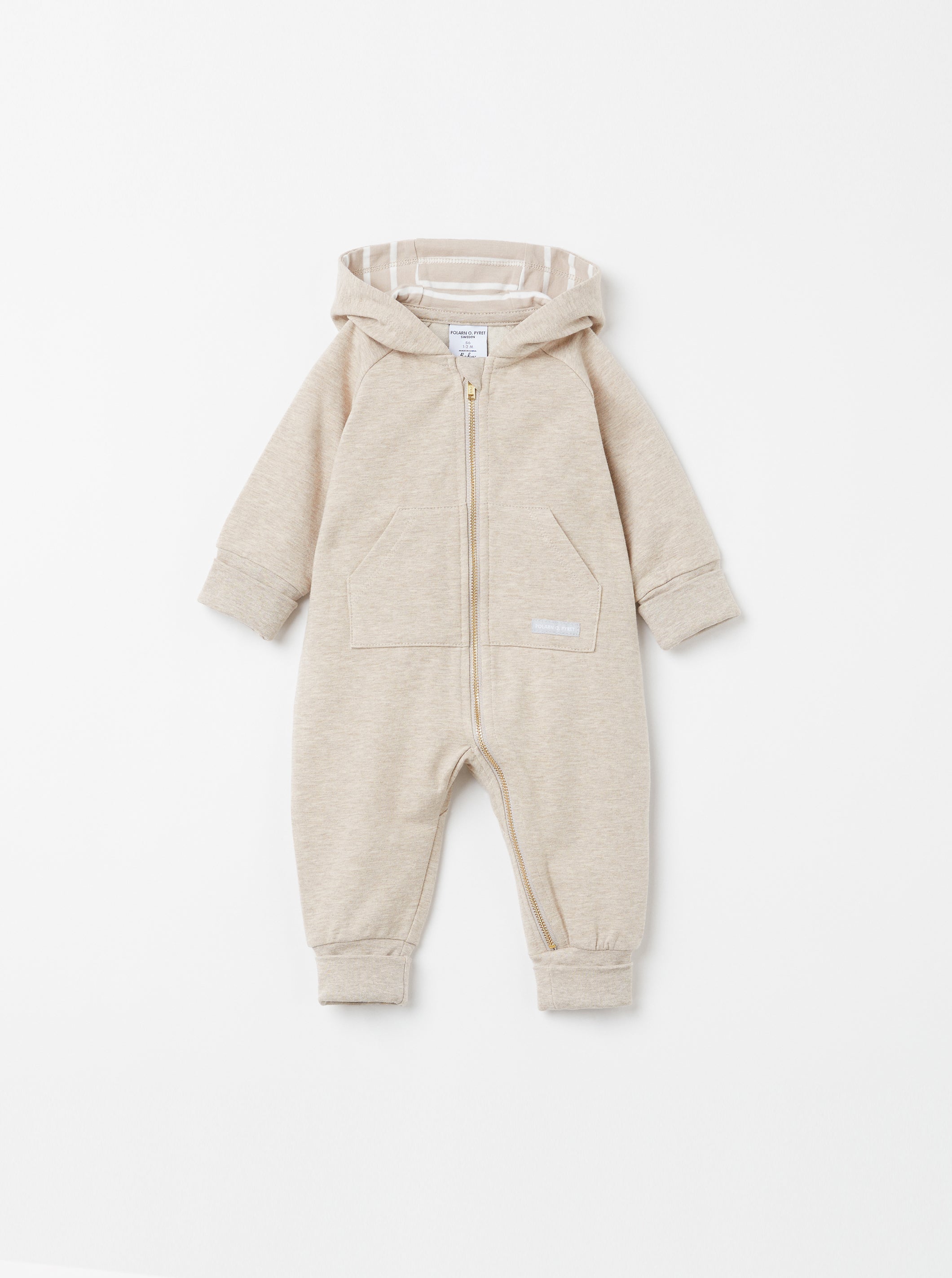 Organic Cotton Beige Baby All In One Polarn O. Pyret UK