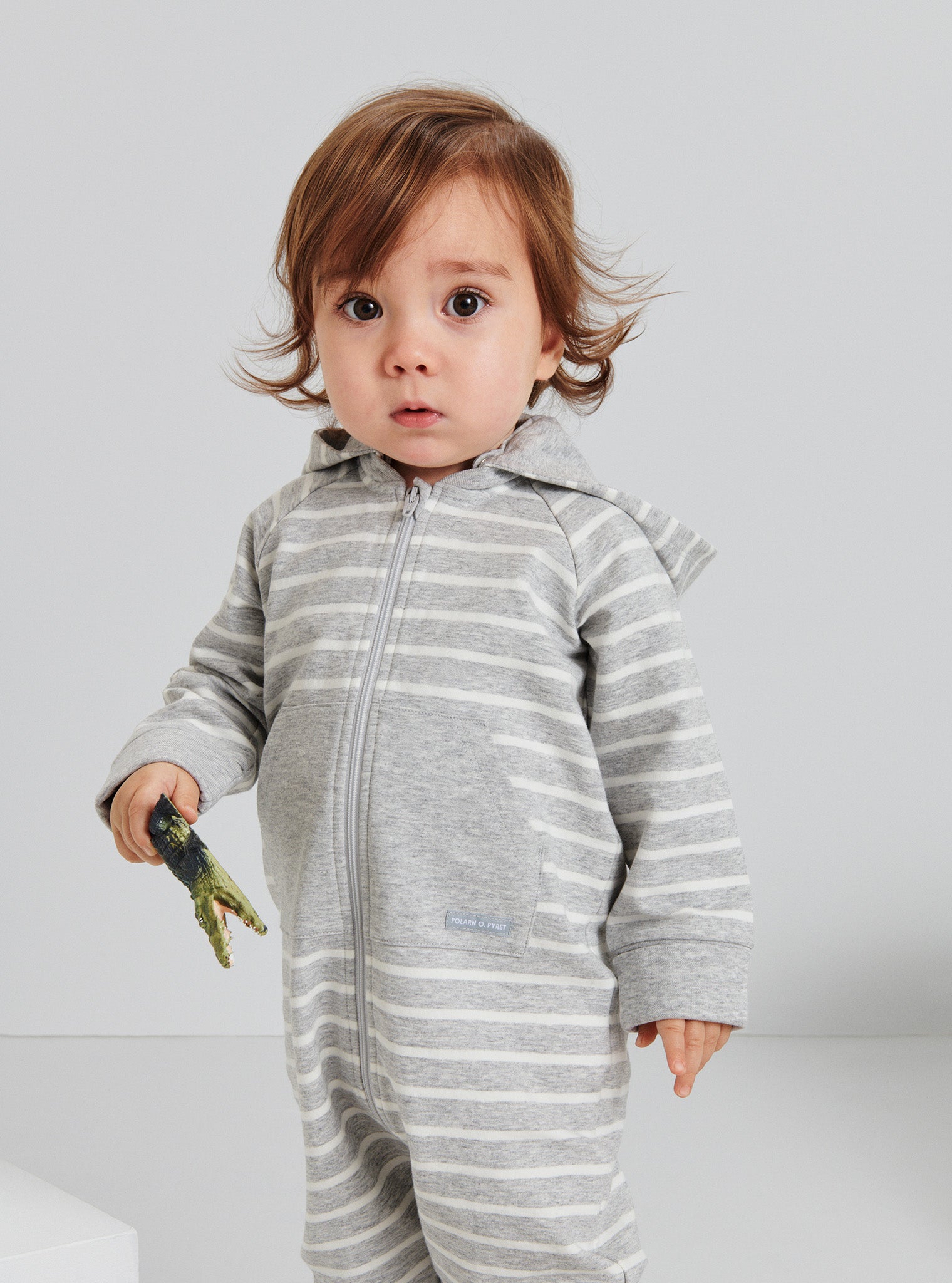 Organic Cotton Grey Baby All In One Polarn O. Pyret UK