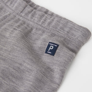 Terry Wool Grey Kids Thermal Leggings from the Polarn O. Pyret outerwear collection. Made using ethically sourced materials.