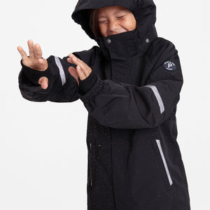 Black Waterproof Kids School Coat