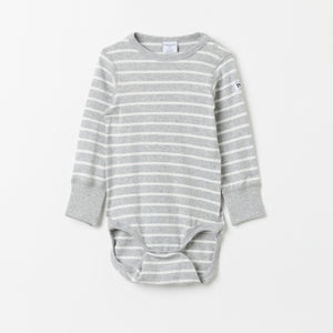 Unisex Grey Striped Babygrow