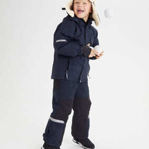 Kids Navy Padded Waterproof Trousers from the Polarn O. Pyret outerwear collection. Ethically produced kids outerwear.