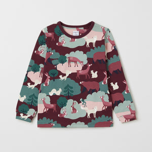 Cotton Woodland Print Red Kids Top from the Polarn O. Pyret kids collection. The best ethical kids clothes