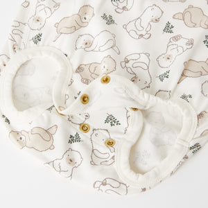 Bear Print Organic Cotton Babygrow from the Polarn O. Pyret baby collection. Nordic baby clothes made from sustainable sources.