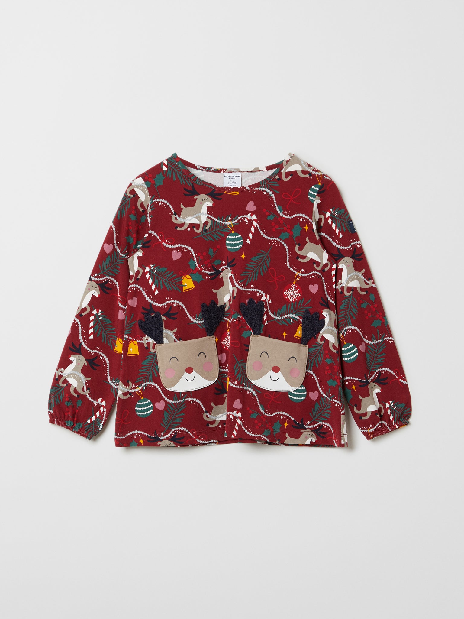 Reindeer Pocket Christmas Kids Top from the Polarn O. Pyret kidswear collection. The best ethical kids clothes