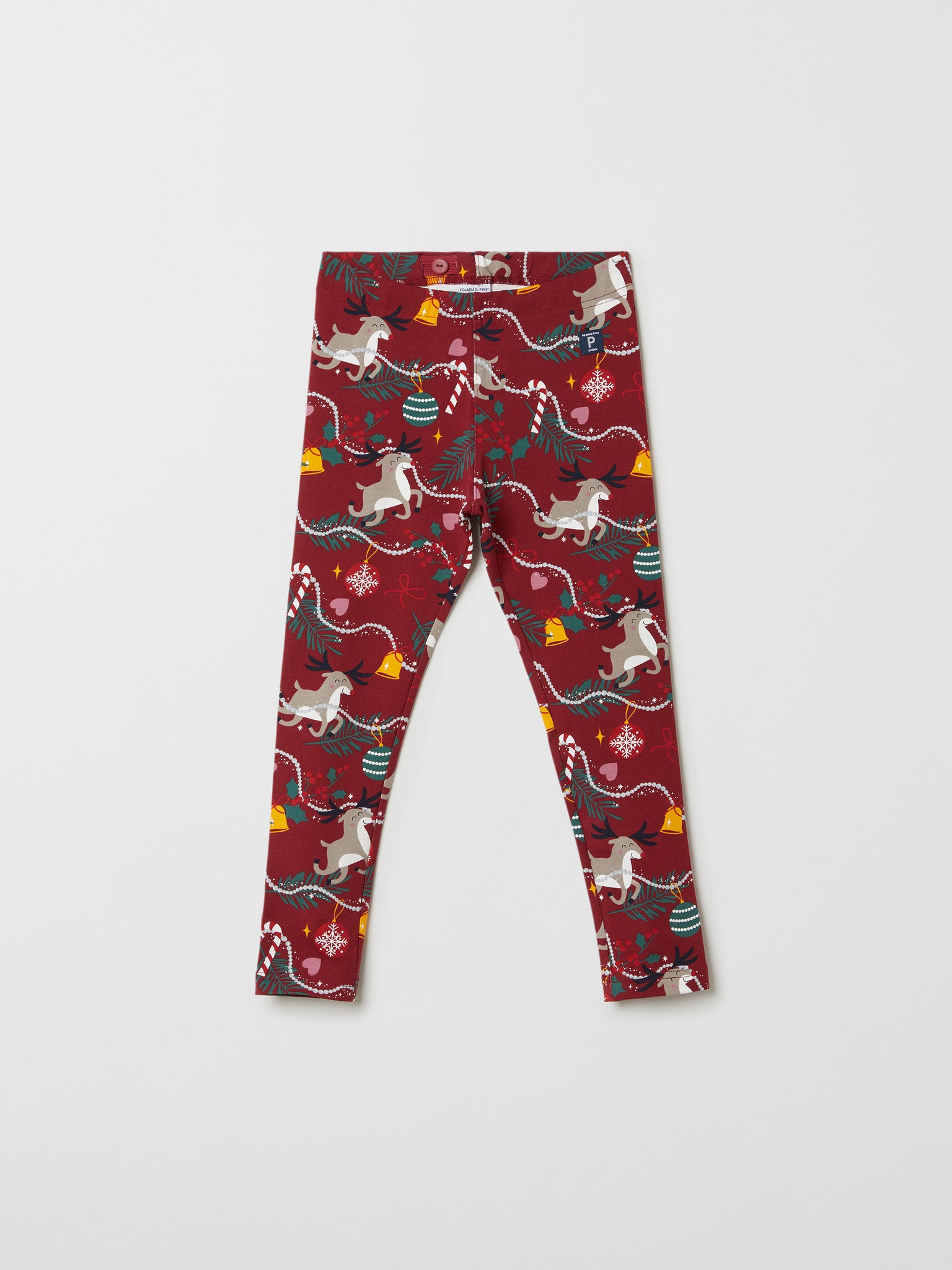 Organic Cotton Kids Christmas Leggings from the Polarn O. Pyret kidswear collection. Nordic kids clothes made from sustainable sources.