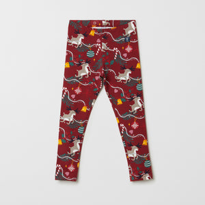 Organic Cotton Kids Christmas Leggings from the Polarn O. Pyret kidswear collection. Nordic kids clothes made from sustainable sources.