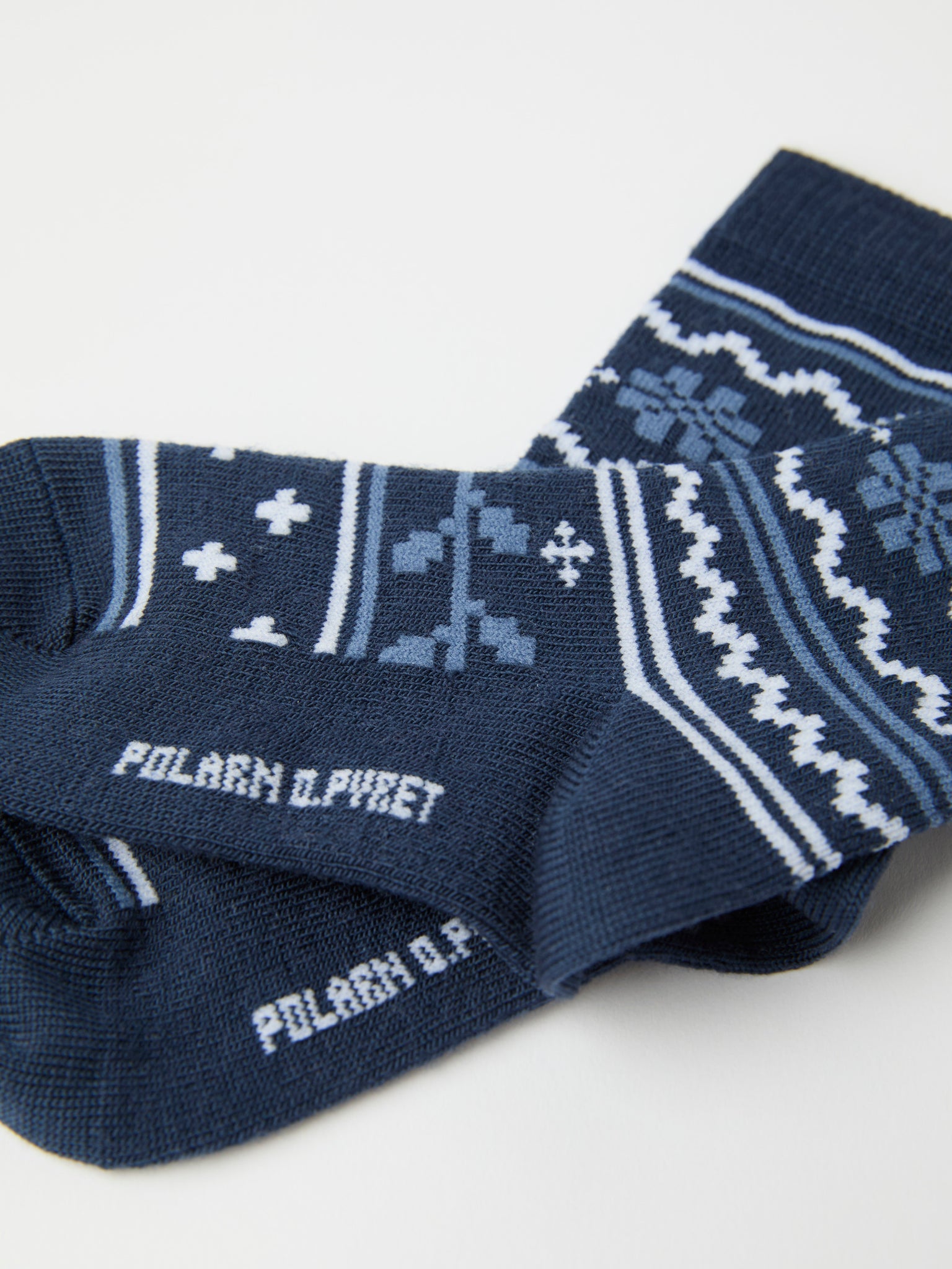 Blue Fairisle Merino Kids Socks from Polarn O. Pyret kidswear. Nordic kids clothes made from sustainable sources.