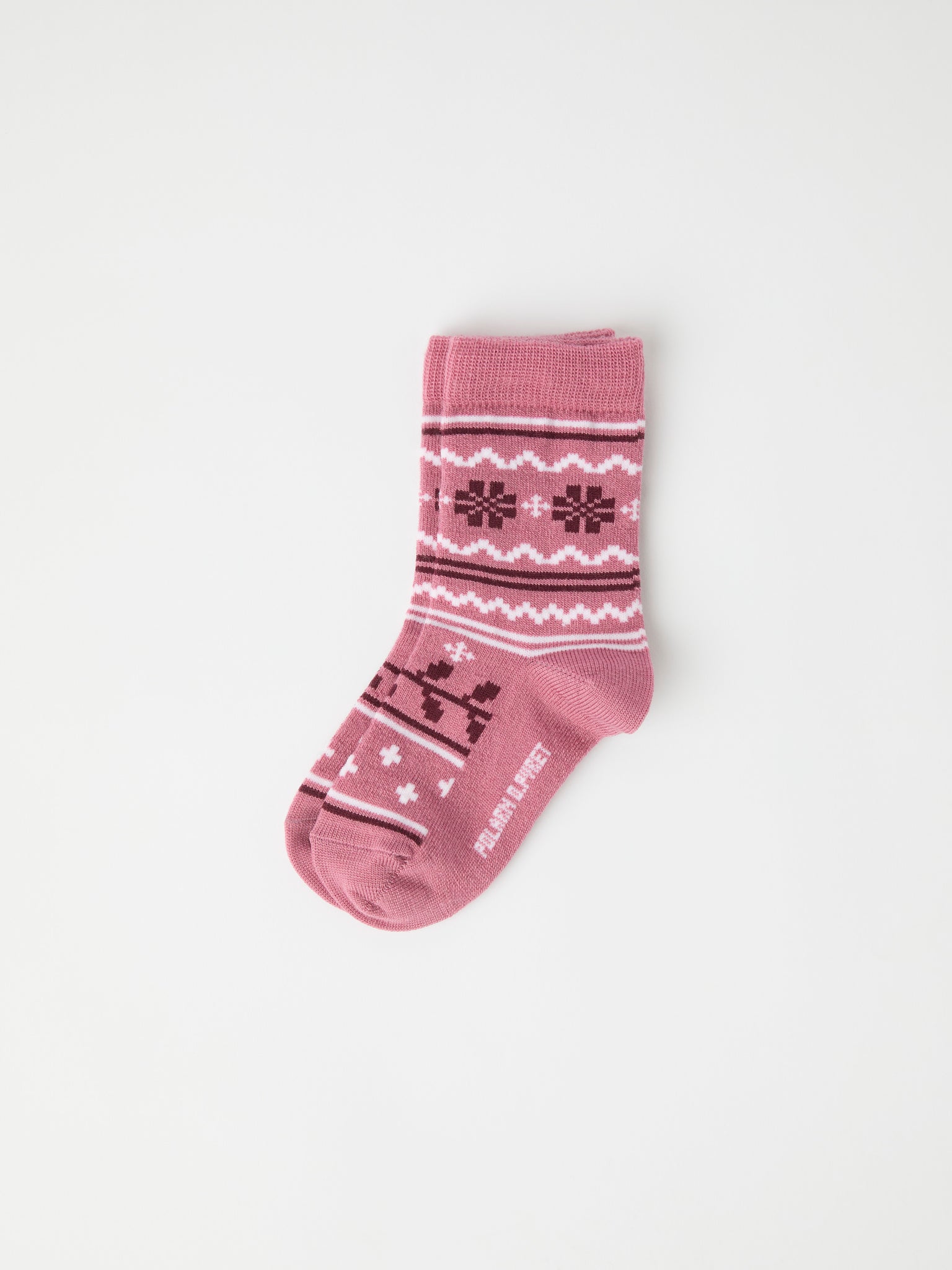 Pink Fairisle Merino Kids Socks from Polarn O. Pyret kidswear. Ethically produced kids clothing.