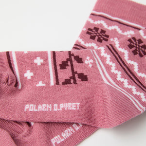 Pink Fairisle Merino Kids Socks from Polarn O. Pyret kidswear. Ethically produced kids clothing.