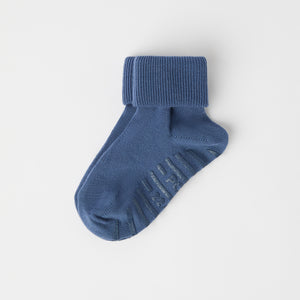 Blue Merino Antislip Kids Socks from Polarn O. Pyret kidswear. Clothes made using sustainably sourced materials.