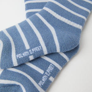 Blue Terry Merino Kids Socks from Polarn O. Pyret kidswear. Nordic kids clothes made from sustainable sources.