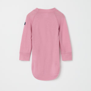 Pink Thermal Merino Wool Babygrow from the Polarn O. Pyret kidswear collection. The best ethical kids outerwear.