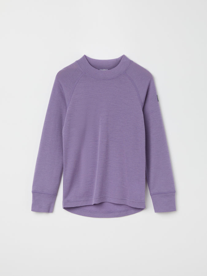 Purple Thermal Merino Kids Top from the Polarn O. Pyret kidswear collection. The best ethical kids outerwear.