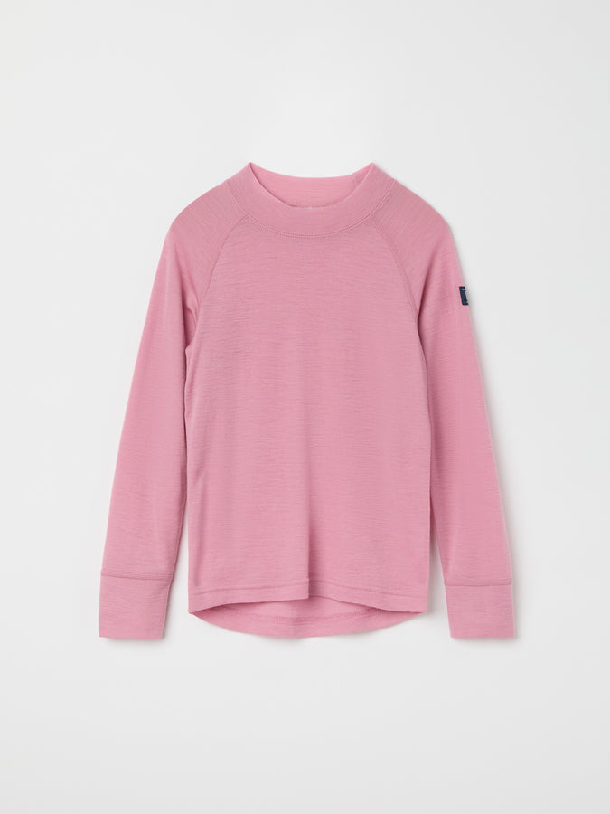 Pink Thermal Merino Kids Top from the Polarn O. Pyret kidswear collection. Quality kids clothing made to last.