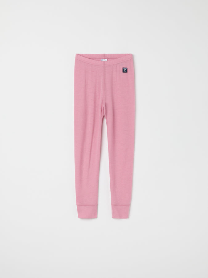 Pink Thermal Merino Kids Leggings from the Polarn O. Pyret kidswear collection. Ethically produced kids outerwear.