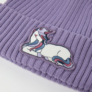 Unicorn Applique Rib Knit Kids Hat from the Polarn O. Pyret kidswear collection. The best ethical kids outerwear.