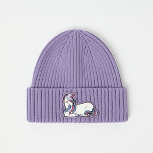 Unicorn Applique Rib Knit Kids Hat from the Polarn O. Pyret kidswear collection. The best ethical kids outerwear.