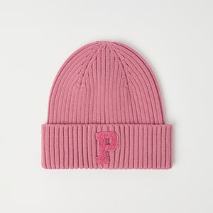 Pink Rib Knit Kids Hat Polarn O. Pyret UK