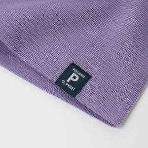 Purple Merino Wool Kids Beanie Hat from the Polarn O. Pyret kidswear collection. The best ethical kids outerwear.