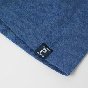 Blue Merino Wool Kids Beanie Hat from the Polarn O. Pyret kidswear collection. Made using ethically sourced materials.