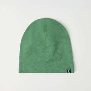 Green Merino Wool Kids Beanie Hat from the Polarn O. Pyret kidswear collection. Ethically produced kids outerwear.