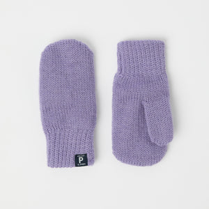 Purple Wool Kids Mittens from the Polarn O. Pyret kidswear collection. Ethically produced kids outerwear.