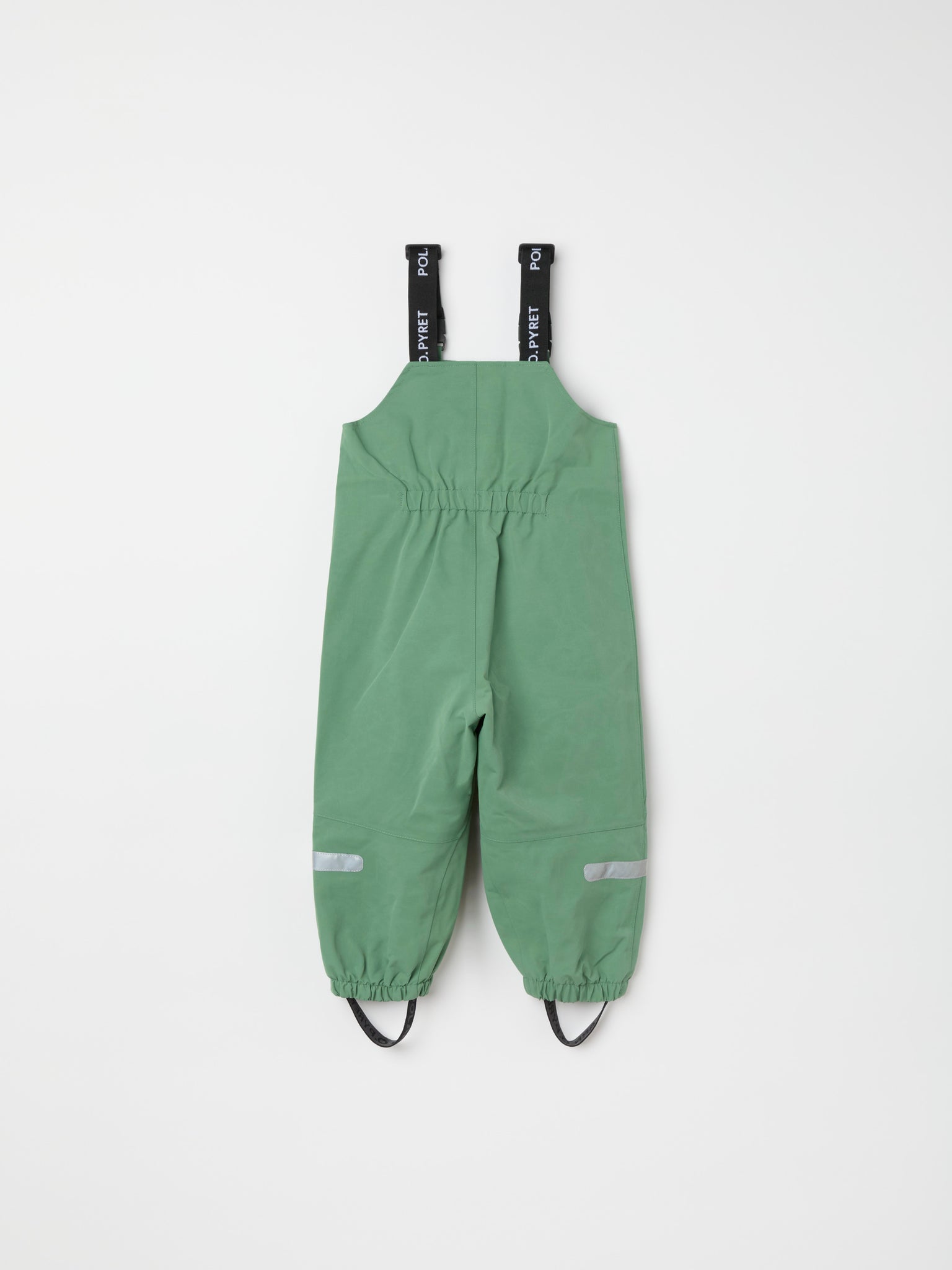 Green Waterproof Kids Shell Dungarees from the Polarn O. Pyret kidswear collection. The best ethical kids outerwear.