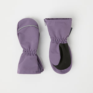 Purple Waterproof Shell Kids Mittens from the Polarn O. Pyret kidswear collection. The best ethical kids outerwear.