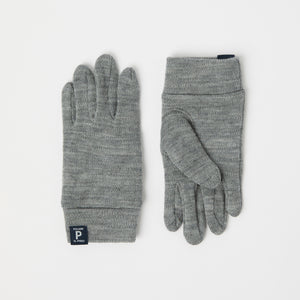 Grey Kids Wool Glove Liner from the Polarn O. Pyret kidswear collection. Ethically produced kids outerwear.