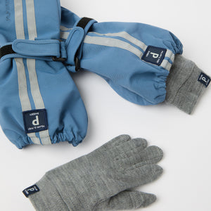 Grey Kids Wool Glove Liner from the Polarn O. Pyret kidswear collection. Ethically produced kids outerwear.