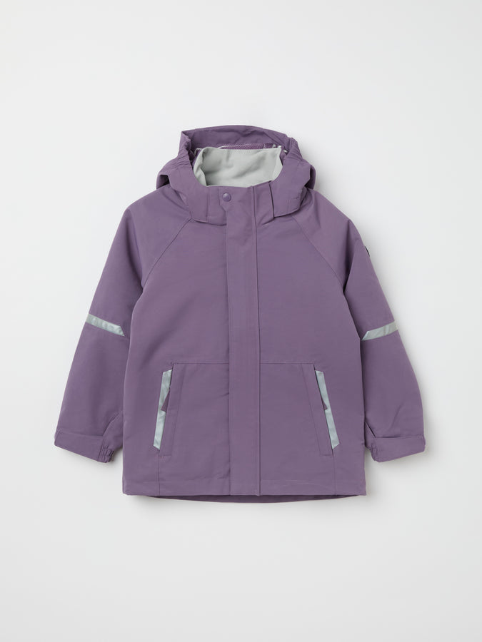 Purple Waterproof Kids School Coat from the Polarn O. Pyret kidswear collection. Quality kids clothing made to last.