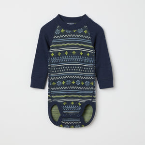 Blue Fairile Merino Wool Babygrow from the Polarn O. Pyret kidswear collection. Made using ethically sourced materials.