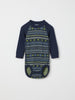 Blue Fairile Merino Wool Babygrow from the Polarn O. Pyret kidswear collection. Made using ethically sourced materials.