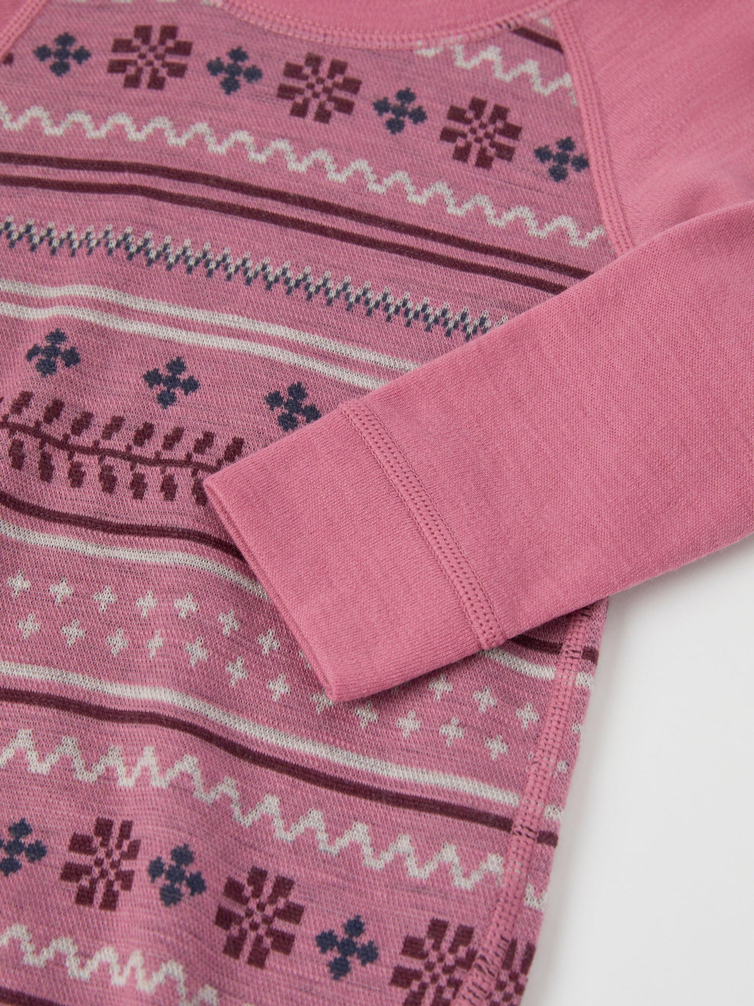 Pink Fairile Merino Wool Babygrow from the Polarn O. Pyret kidswear collection. Ethically produced kids outerwear.