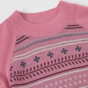 Pink Nordic Thermal Merino Kids Top from the Polarn O. Pyret kidswear collection. Made using ethically sourced materials.