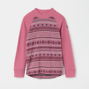 Pink Nordic Thermal Merino Kids Top from the Polarn O. Pyret kidswear collection. Made using ethically sourced materials.