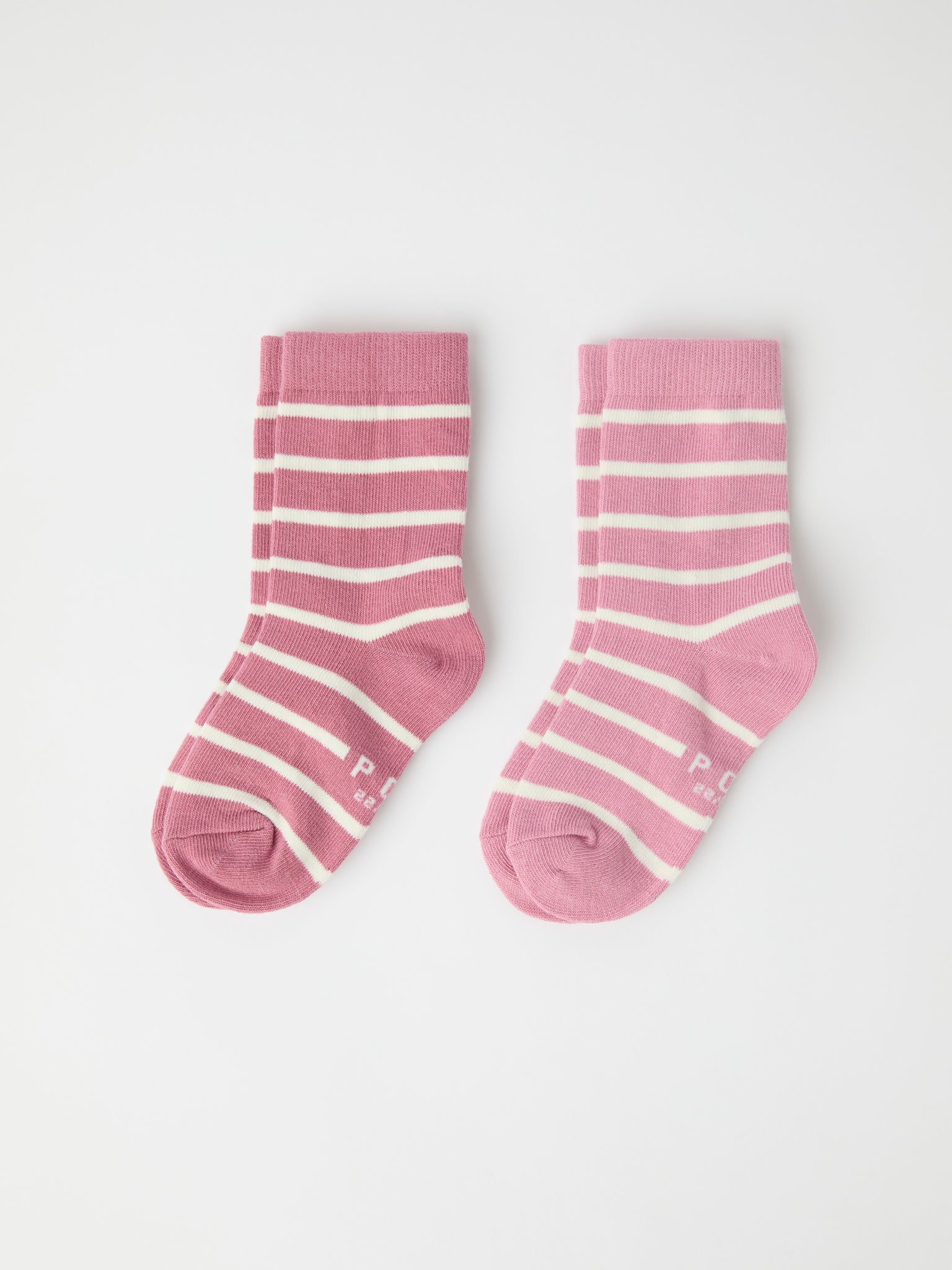 Two Pack Pink Striped Kids Socks from Polarn O. Pyret kidswear. Clothes made using sustainably sourced materials.