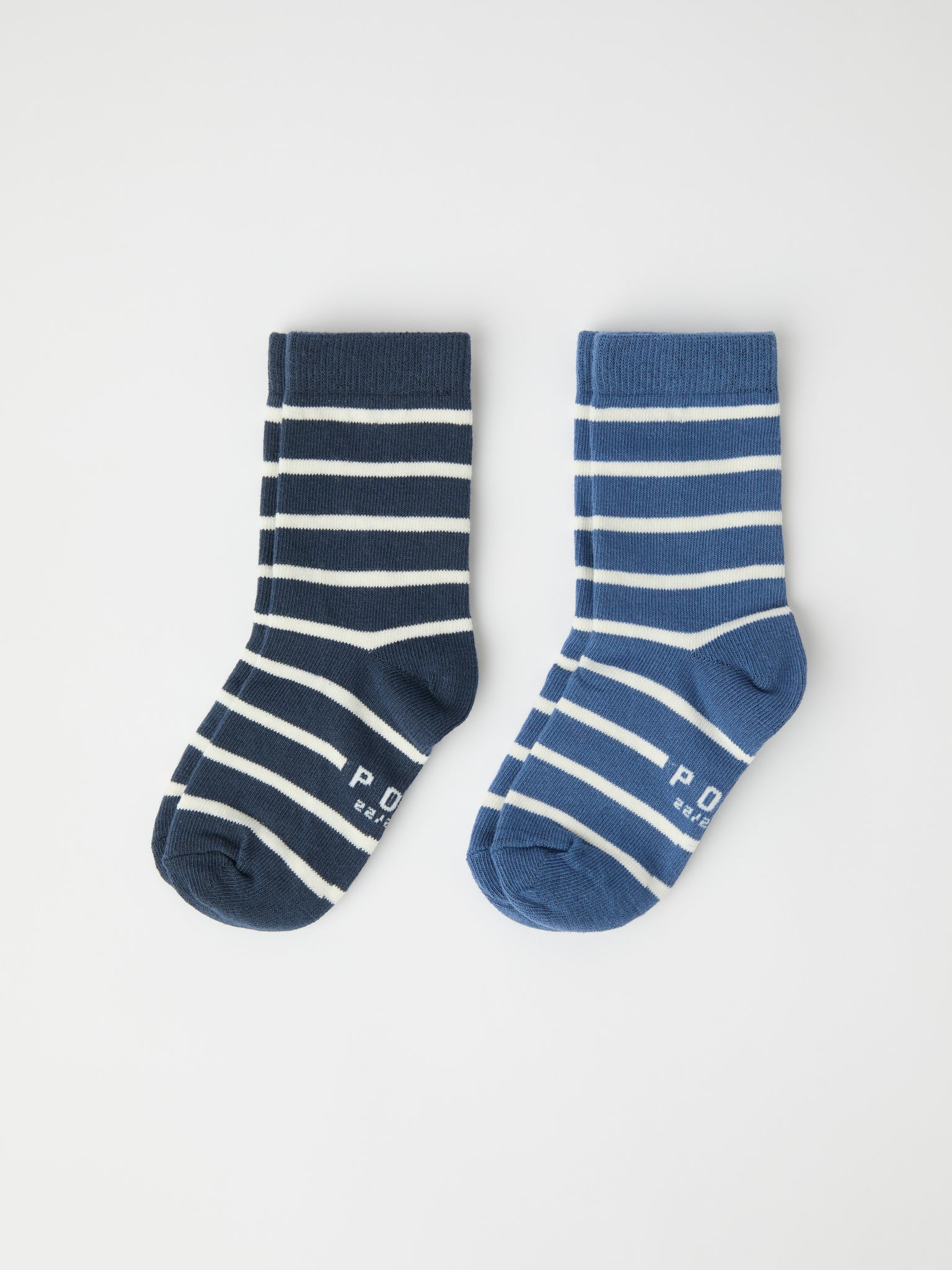 Two Pack blue Striped Kids Socks from Polarn O. Pyret kidswear. Nordic kids clothes made from sustainable sources.