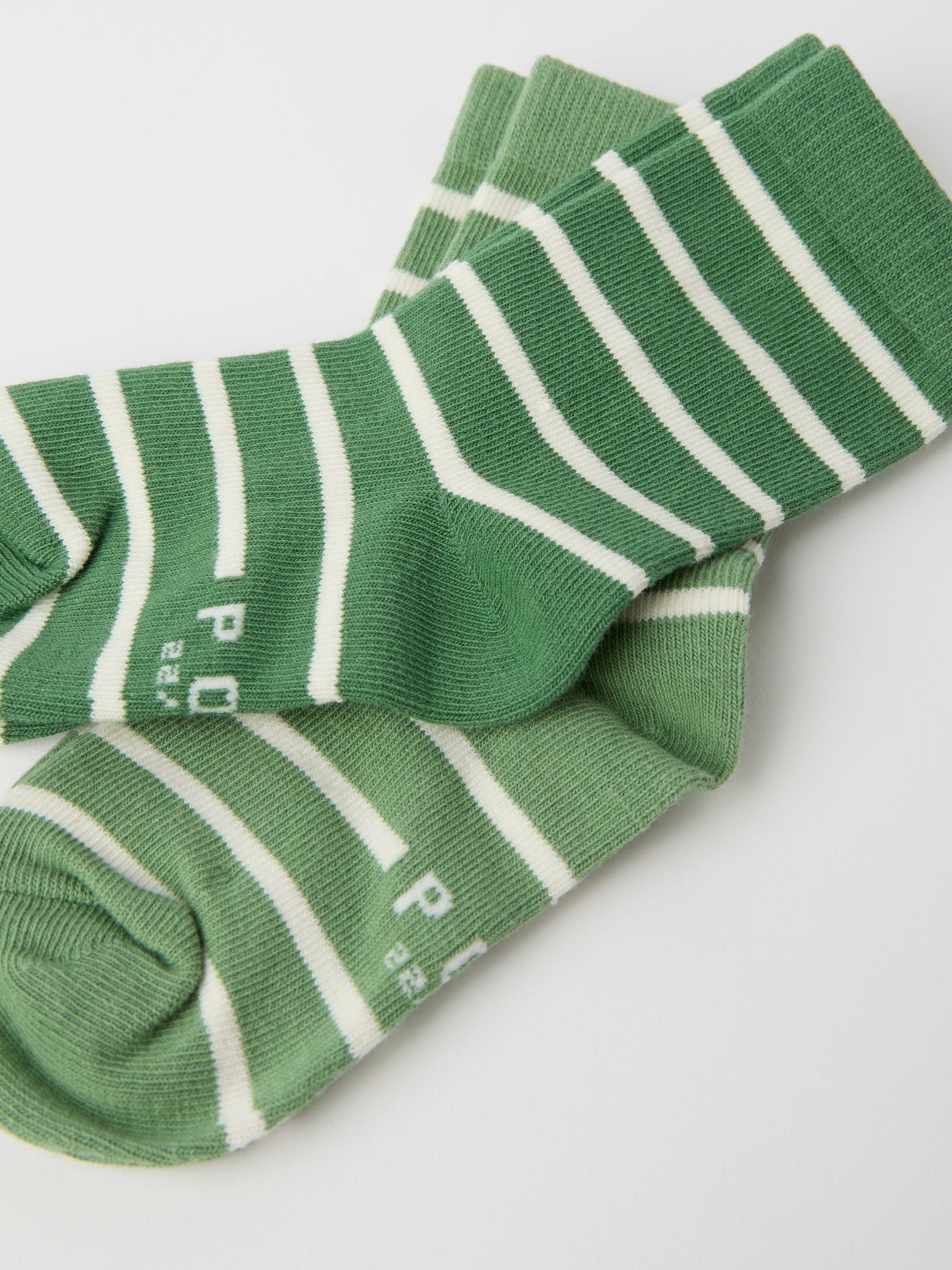 Two Pack Green Striped Kids Socks from Polarn O. Pyret kidswear. The best ethical kids clothes