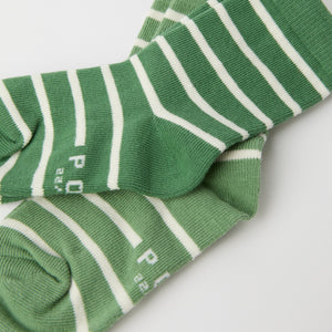 Two Pack Green Striped Kids Socks from Polarn O. Pyret kidswear. The best ethical kids clothes