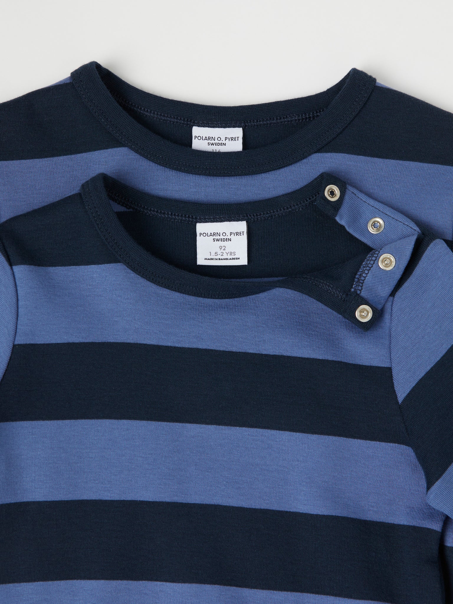 Navy Block Stripe Kids Top from Polarn O. Pyret kidswear. Clothes made using sustainably sourced materials.