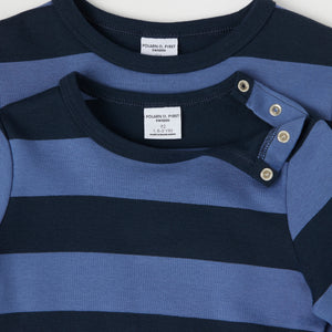 Navy Block Stripe Kids Top from Polarn O. Pyret kidswear. Clothes made using sustainably sourced materials.