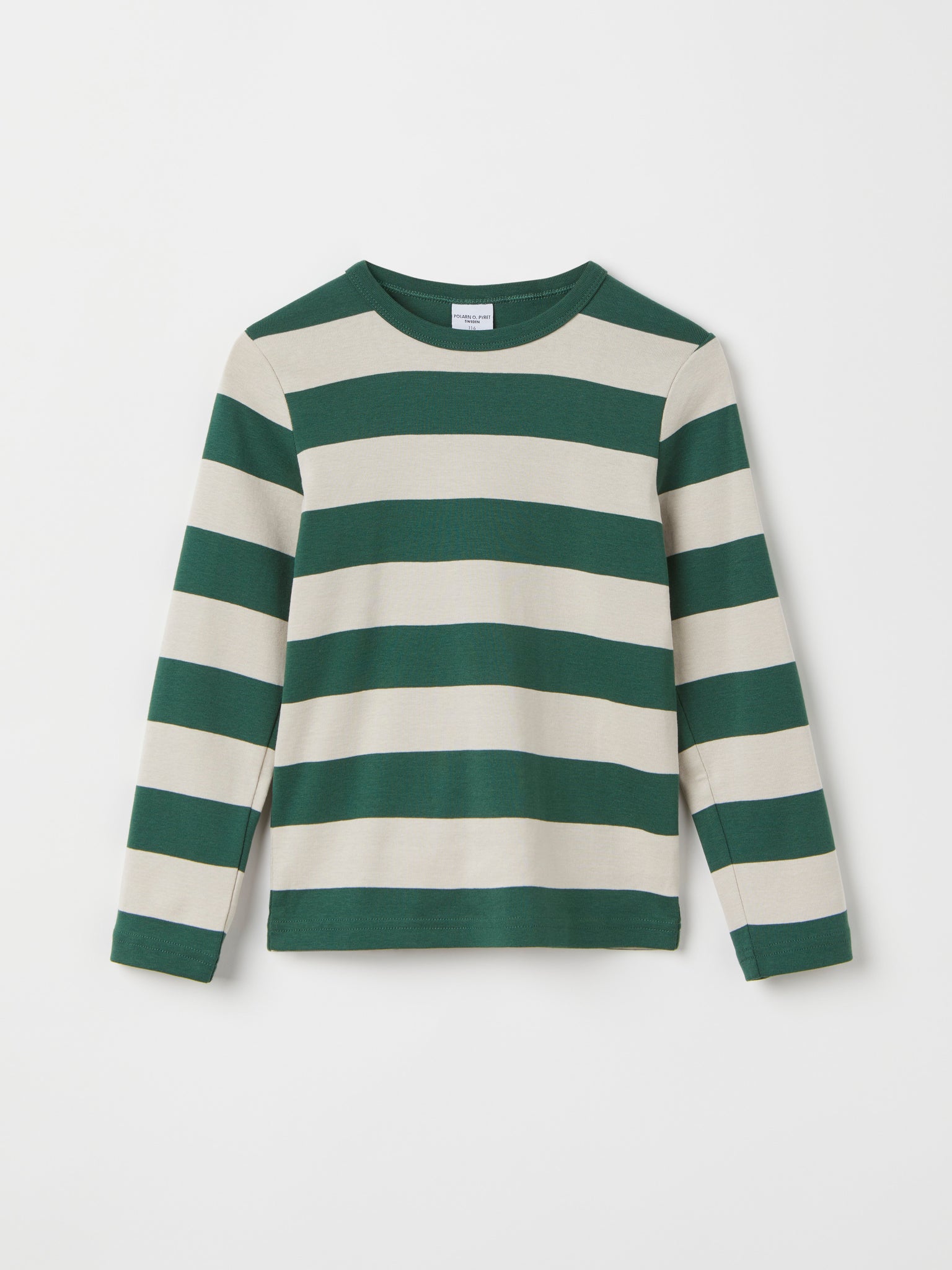 Green Block Stripe Kids Top from Polarn O. Pyret kidswear. Ethically produced kids clothing.