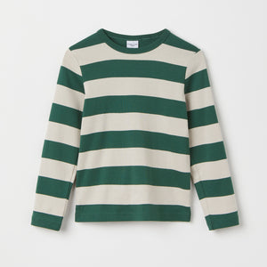 Green Block Stripe Kids Top from Polarn O. Pyret kidswear. Ethically produced kids clothing.