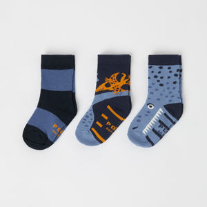 Three Pack Kids Socks from Polarn O. Pyret kidswear. Clothes made using sustainably sourced materials.