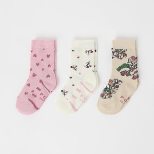 Three Pack Kids Socks from Polarn O. Pyret kidswear. Nordic kids clothes made from sustainable sources.