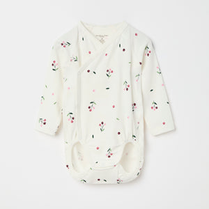 Floral Print Wraparound Babygrow from the Polarn O. Pyret baby collection. Clothes made using sustainably sourced materials.