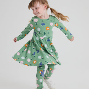 Colourful Flowers Print Kids Dress 5-6y / 116