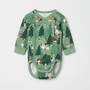 Forest Print Wraparound Babygrow from the Polarn O. Pyret baby collection. The best ethical kids clothes